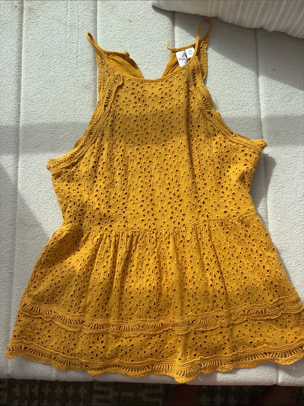 Golden Eyelet Halter Tank Top